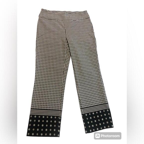 Up! Pants - UP! Pull On Pant Geometric Design Border Pattern Tummy Control Cropped